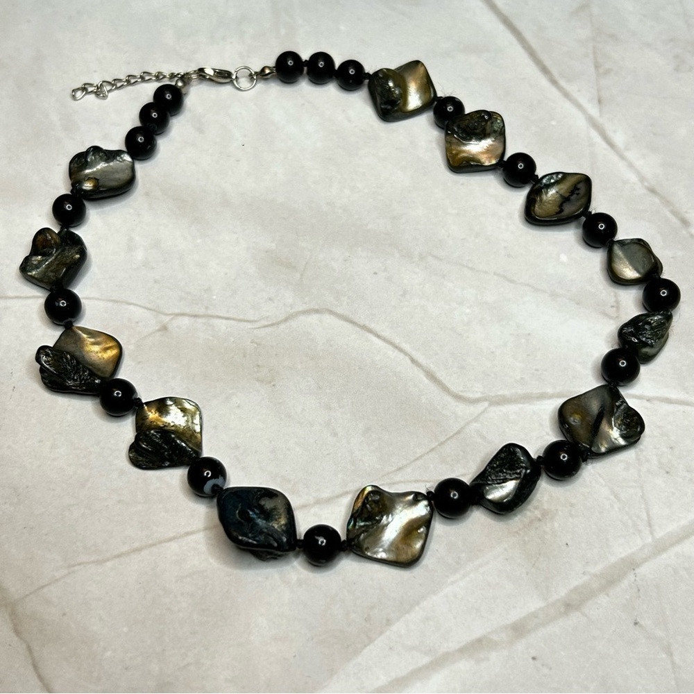 Unique Black Shells and Beads Beaded Necklace